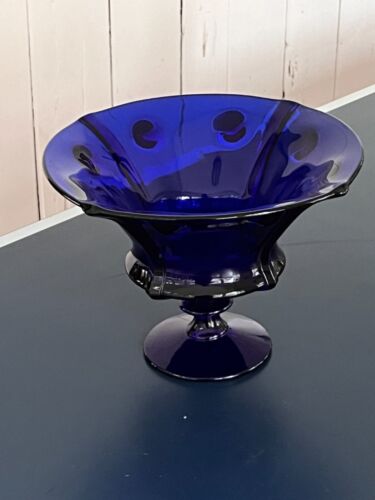DUNCAN & MILLER VENETIAN #126 COBALT BLUE GLASS FOOTED CENTERPIECE BOWL RARE! - Picture 2 of 10