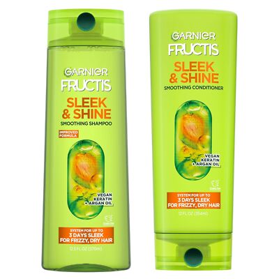 Garnier Fructis Sleek & Shine Shampoo (22 Fl Oz) + Conditioner (21 Fl Oz) Set fo