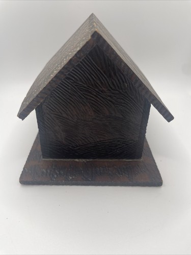 Antique Primitive Handmade Wooden Mini Dog House Cute Signed By Artist Unique - Picture 10 of 24