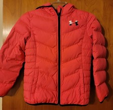 UNDER ARMOUR STORM ColdGear GIRLS ZIP UP Duck Down JACKET PINK SOLID SZ Junr L