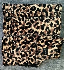 Victoria's Secret Pink Leopard Sherpa Blanket Brown Black Animal Print 60"x72"
