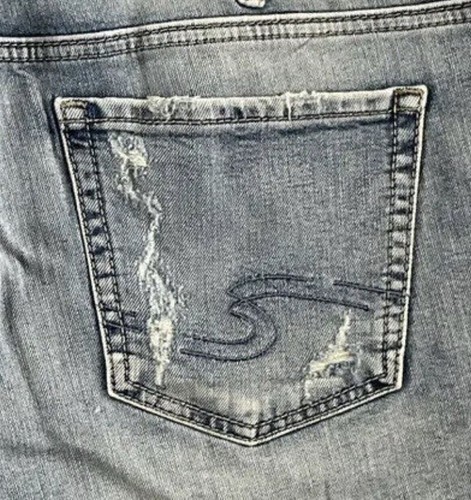 Silver Jeans Aiko Cut-Off Shorts Mid Rise Floral Distressed Denim Women 14 16 - Picture 7 of 7