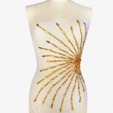 GlamStitch Yellow AB Sequin Rhinestone Appliques - 25x47cm DIY Dress Patches
