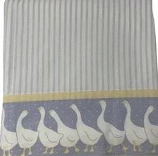 Vintage Fieldcrest Standard Pillow Case Blue Stipe Ticking White Geese EUC