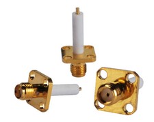 SMA Female 4 Hole Flange Mount Extended Solder Terminal Coaxial Connector 2pcs