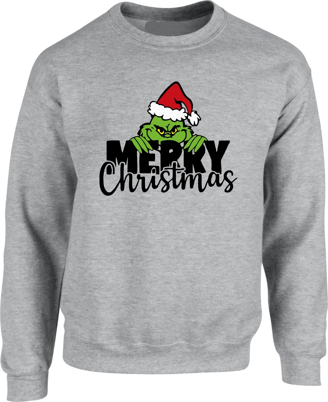 Merry Christmas Funny Character Sweater, Cute Grin Holiday Sweatshirt