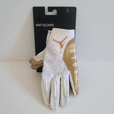 Nike Jordan Vapor Knit 4.0 Football Gloves Size M White Metallic  