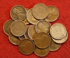 1909-VDB Very Fine Lincoln Wheat Cent Penny 5 Coin Group 1/10 roll Circulated