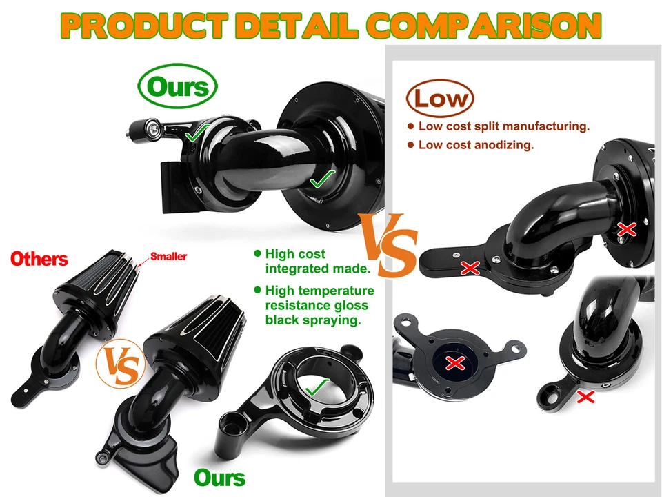 Cone Air Breather intake For Harley Big Twin Softail Fat Boy 99-15 Touring 00-07 - Imagem 4 de 4