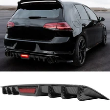 For  VW Golf GTI MK7 MK7.5 Carbon Fiber Rear Bumper Diffuser Lip LED Brake Light