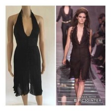 GIANNI VERSACE PLUNGING NECKLINE FW 2000 RUNWAY DRESS sz 38 VINTAGE
