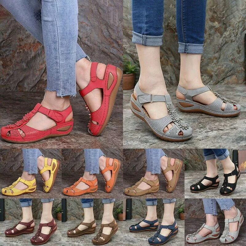 Womens Wide Fit Flat Sandals Ladies Wedges Slippers Flip Flops Shoes Size