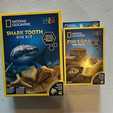 NATIONAL GEOGRAPHIC Shark Tooth Dig Kit, Excavate 3 Real Shark Fossils Science
