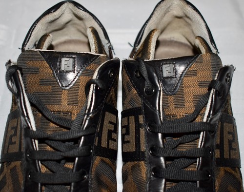 Authentic Fendi Zucca Canvas Monogram Women Size 37 / US 8 Trainers Sneakers HS5 - Picture 4 of 11