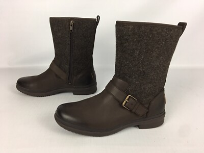 Women's UGG Waterproof ZIPPER Robbie 1017377 Stout BROWN Wool