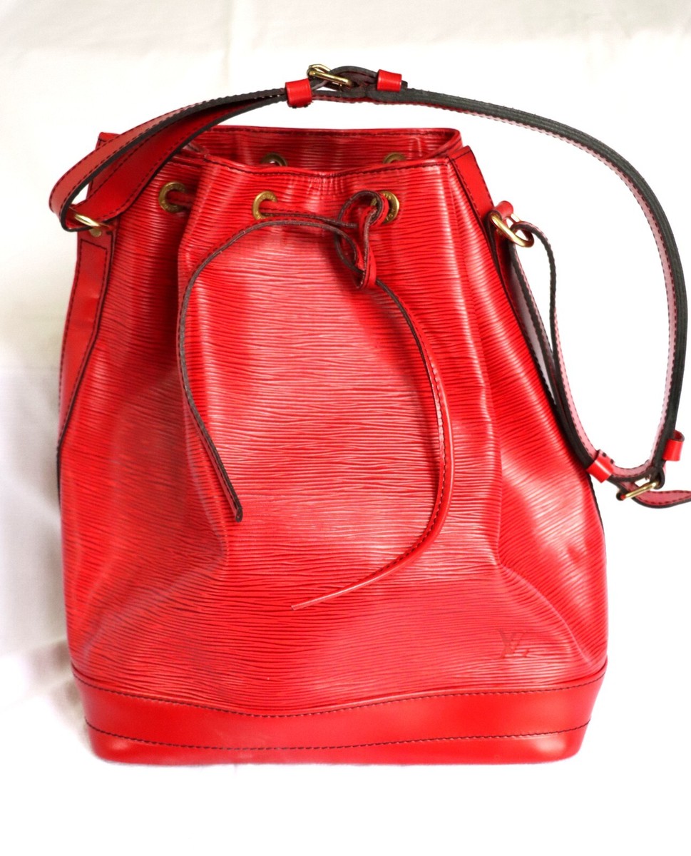 Louis Vuitton Noe Epi Red Bucket Bag Drawstring Closure Shoulder