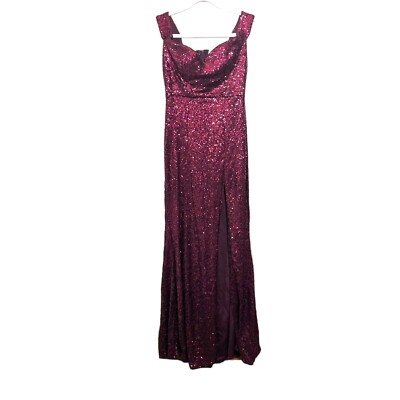 Emerald Sundae Juniors Sz 9 Burgundy Off Shoulder Sequin Full Formal Dress  | eBay