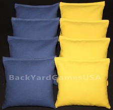 ALL WEATHER CORNHOLE BEAN BAGS Blue  Light Yellow Resin Filled WATERPROOF