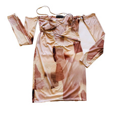 Pretty Little Thing Womens Dress Brown Size 6 Off The Shoulder