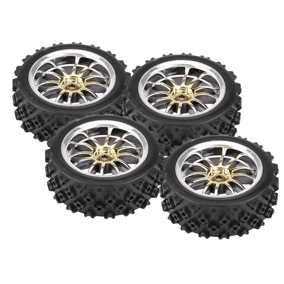 4 Stück Reifen aus Gummi für RC Auto Rad und Felge für RC 110 Auto Gold - Bild 2 von 4
