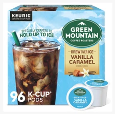 Green Mountain Coffee Roasters Brew Over Ice Vanilla Caramel, K-Cups, 96 Count