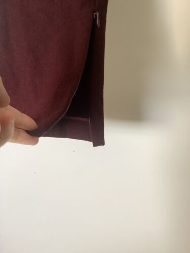 Uniqlo Size 8 Maroon Wool Mix Smart Straight Trousers Pockets Side Zips At Hem. - Picture 7 of 8