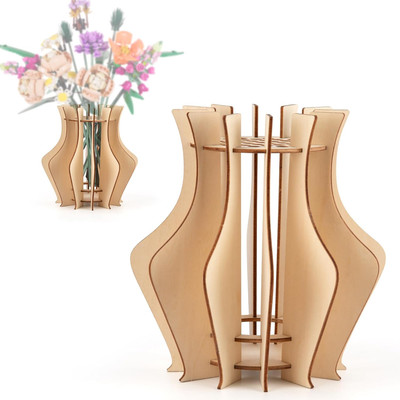 Vase for Lego Flowers Bouquet Building Set, Assemble Square-Shaped Vase Building