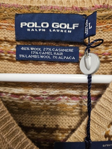 Polo Golf Ralph Lauren mehrfarbige Strickjacke Wolle-Kaschmir-Kamelhaar L - Bild 2 von 5