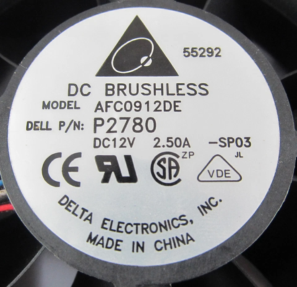 1pc Delta AFC0912DE P2780 92x92x38mm 92mm 9038 CPU Case DC Fan 12V 2.5A 5pin - Image 2 of 4