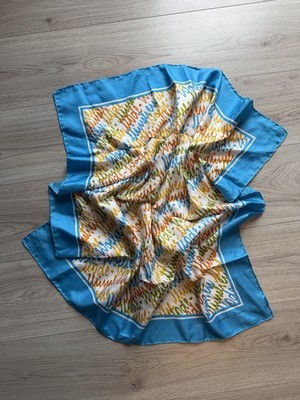 Seidentuch Cesere Piccini Italy 100% Silk Blau Vintage Retro Lanvin