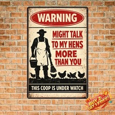 Crazy Chicken Signs Funny Coop Caution Gifts for Chicken Lovers Metal Sign