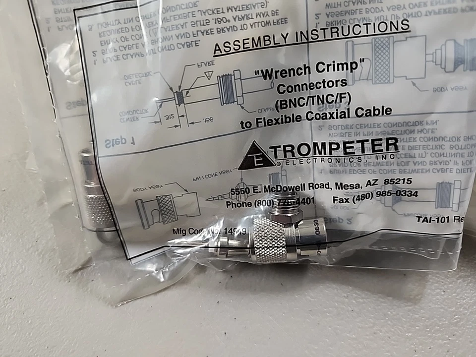 Trompeter Wrench Crimp BNC/TNC Connectors, TAI-101, (x12) - Image 2 of 3