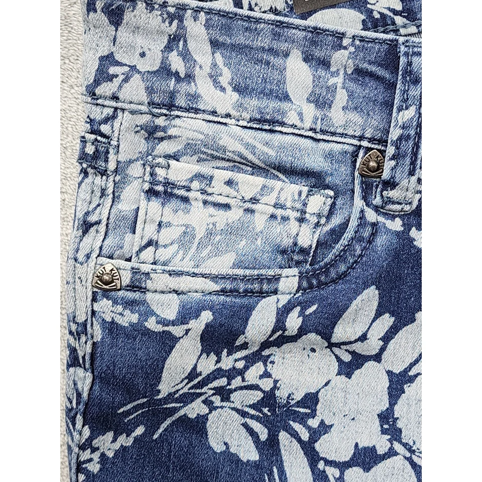 NEW Kut Bleached Floral Eva Ankle Skinny Jeans Size 2 Blue Stretch Denim Casual - Image 3 of 4