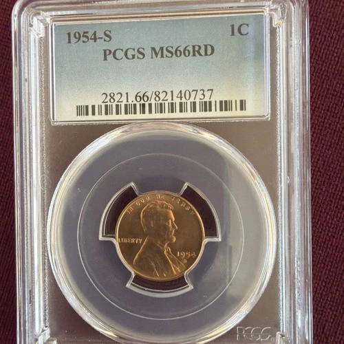 1954 S Lincoln Cent certified MS 66 RD by PCGS!