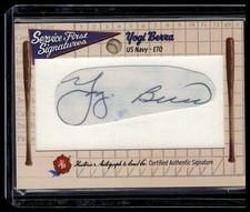 2025 Historical Autograph WWII Yogi Berra 1/4 US NAVY Cut Signature MLB HOF NM
