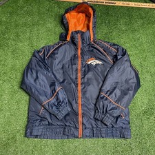 Denver Broncos NFL Zip Up Jacket Men’s Large Navy Orange Full Zip