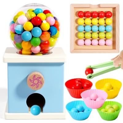 9.6'' Wooden Gumball Machine Counting Montessori Toys for 3 4 5 Years Old Boys...