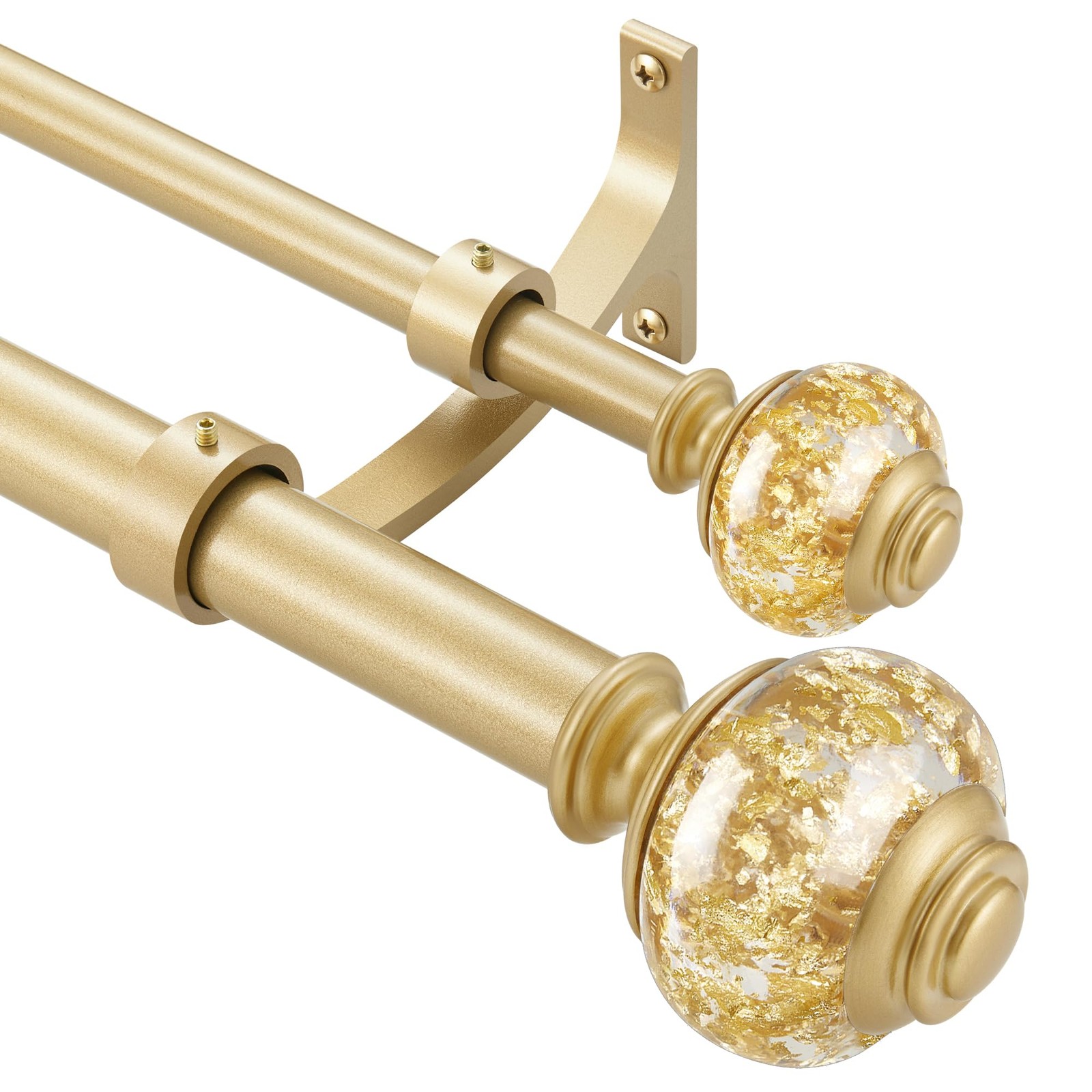 Double Curtain Rods 36 to 72 Inches(3-6 Feet) with Solid Aluminum Alloy Brack...