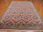 Turkish Oushak Rug, Geometric Multicolored Handmade Bohemian Rug 6x9 Ft — photo 3