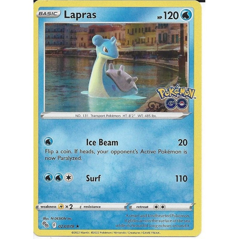 023/078 Lapras : Rare Holo Card : Pokemon GO Trading Card Game TCG Foil