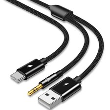 2 in 1 USB C to 3.5mm Aux Cable with Charger - Compatible with iPhone 15/15Pr...