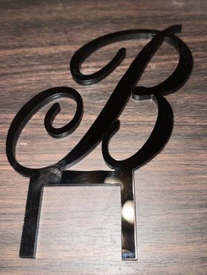 Black Letter B Cake Topper York Script Font 6 In / 1/4 In Thick