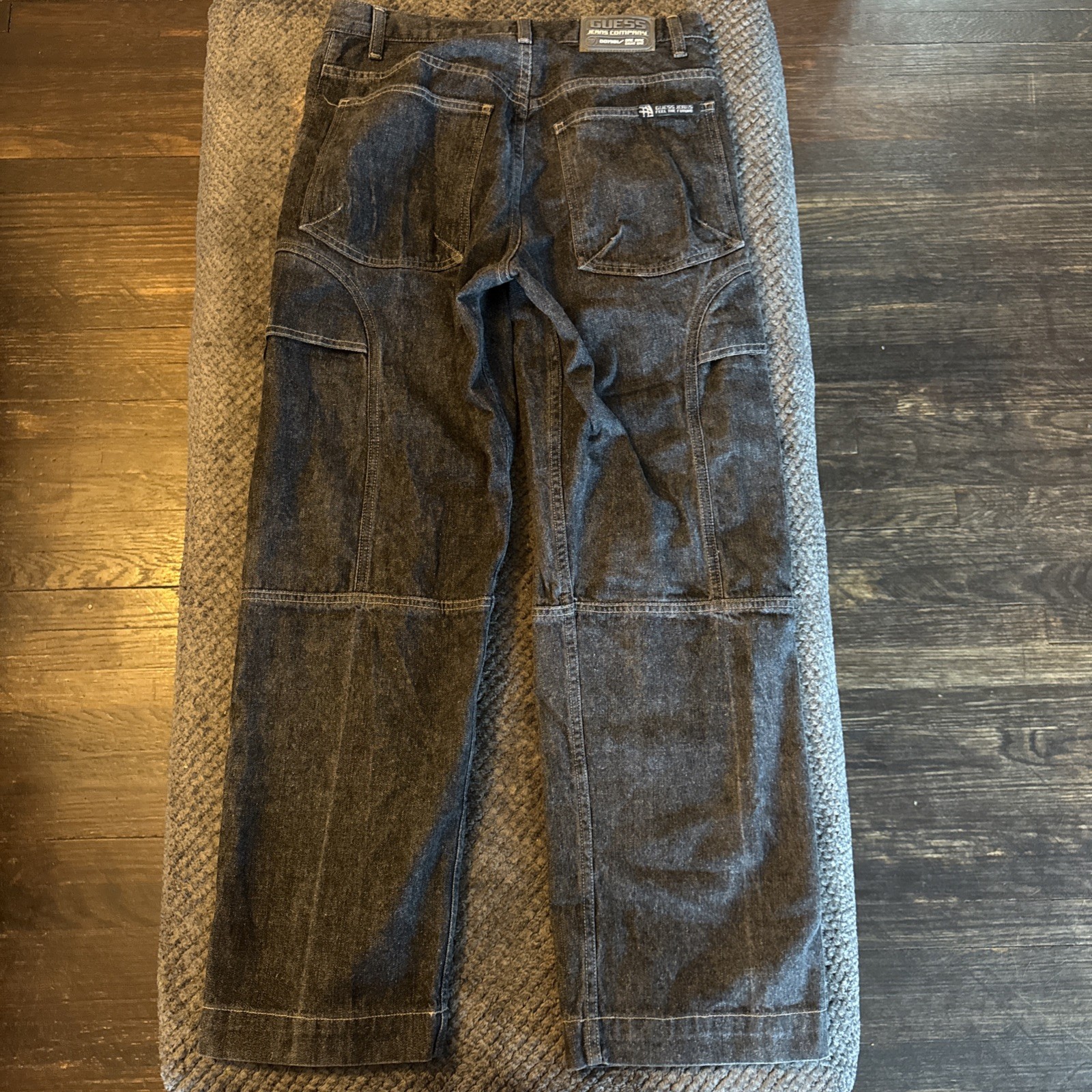 Vintage USA Made Guess Black Jeans Carpenter 32x30 90s Y2K Workwear Baggy Denim