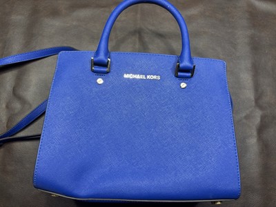 Michael Kors Selma Saffiano Leather Satchel Bag Crossbody Electric Blue NWT