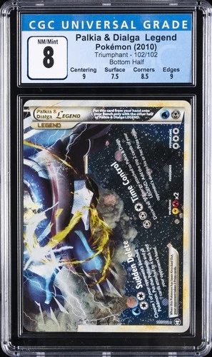 2010 POKEMON TRIUMPHANT BOTTOM HALF #102 PALKIA & DIALGA LEGEND CGC 8