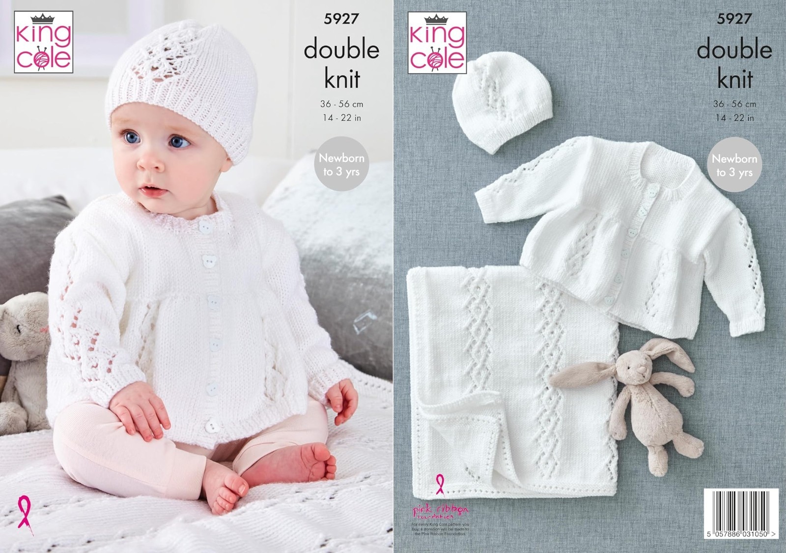 King Cole Double Knit Knitting Pattern Baby Matinee Coat Hat & Blanket 5927 - Image 2