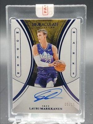 LAURI MARKKANEN 2024-25 IMMACULATE MODERN MARKS AUTOGRAPH BLUE 