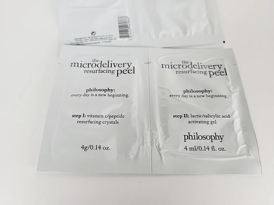 3x Philosophy the Microdelivery восстанавливающий пилинг шаг 1 и 2 - 4 мл/0,14 унц каждый - Изображение 3 из 4
