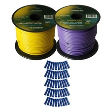 Harmony Car Primary 16 Gauge Power or Ground Wire 200 Feet 2 Rolls Yellow Purple
