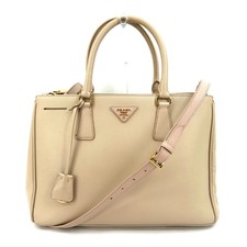 PRADA Galleria Saffiano Leather Hand Bag 2way Beige Authentic F05-0254